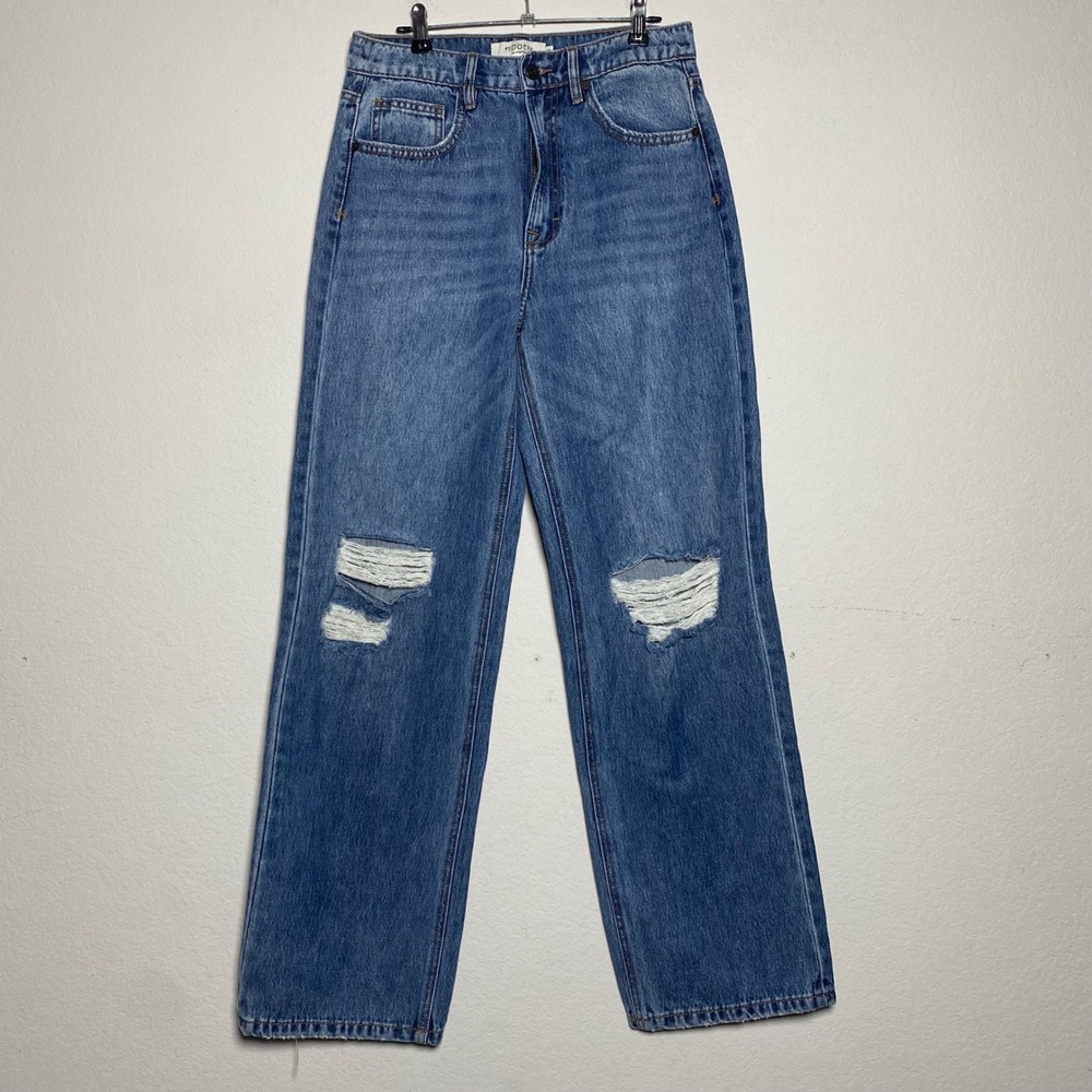 Hidden Los Angeles Straight Leg Jeans 24 Blue Womens Grunge Distressed High Rise